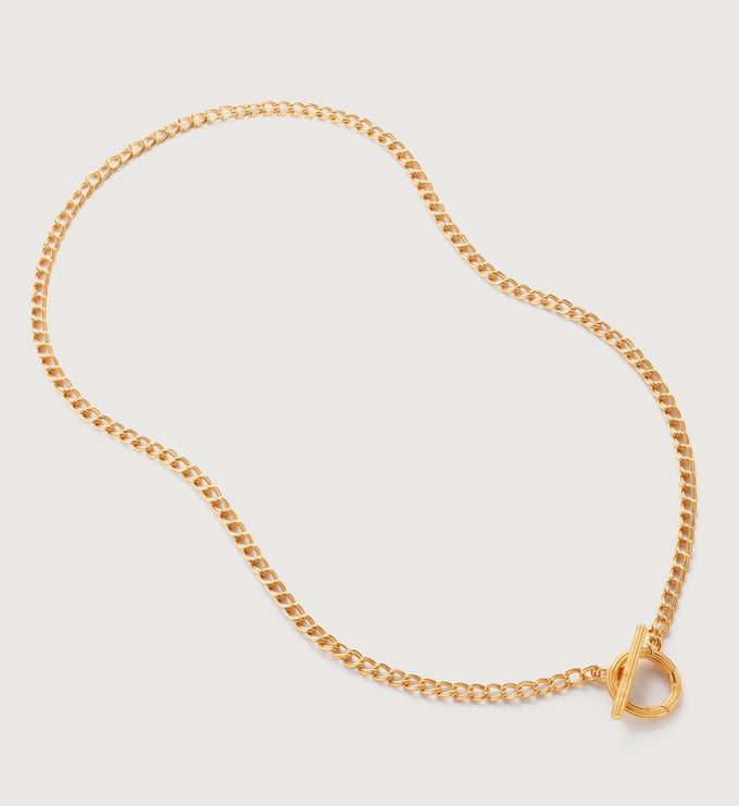 Groove T Bar Necklace 46cm/18' in 18ct Gold Vermeil on