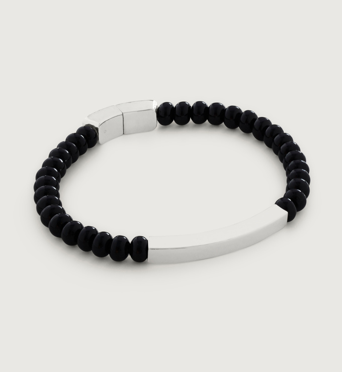 Sterling Silver Linear Gemstone Beaded Bracelet - Black Onyx - Monica Vinader