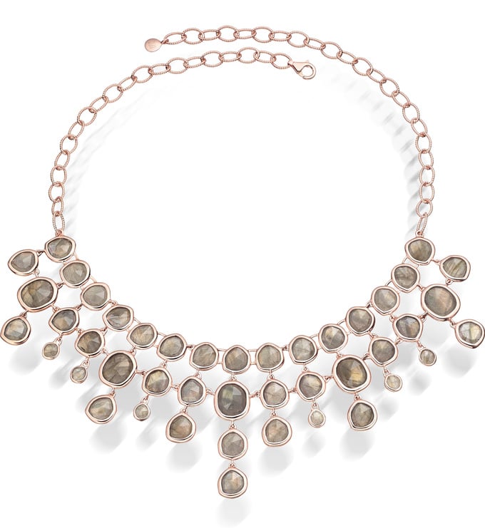 Rose Gold Vermeil Siren Bib Necklace - Labradorite - Monica Vinader