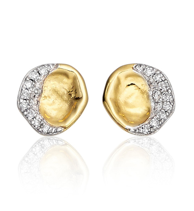 Gold Vermeil Riva Diamond Shore Stud Earring - Diamond - Monica Vinader