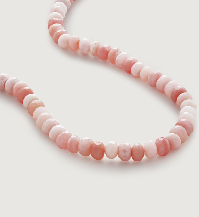 Vintage Handmade Pink White Opal & Pearl Drop Necklace And Earrings Jewelry Set - Nickel-Free