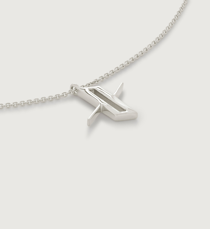 Sterling Silver Initial X Necklace Adjustable 41-46cm/16-18' - Monica Vinader