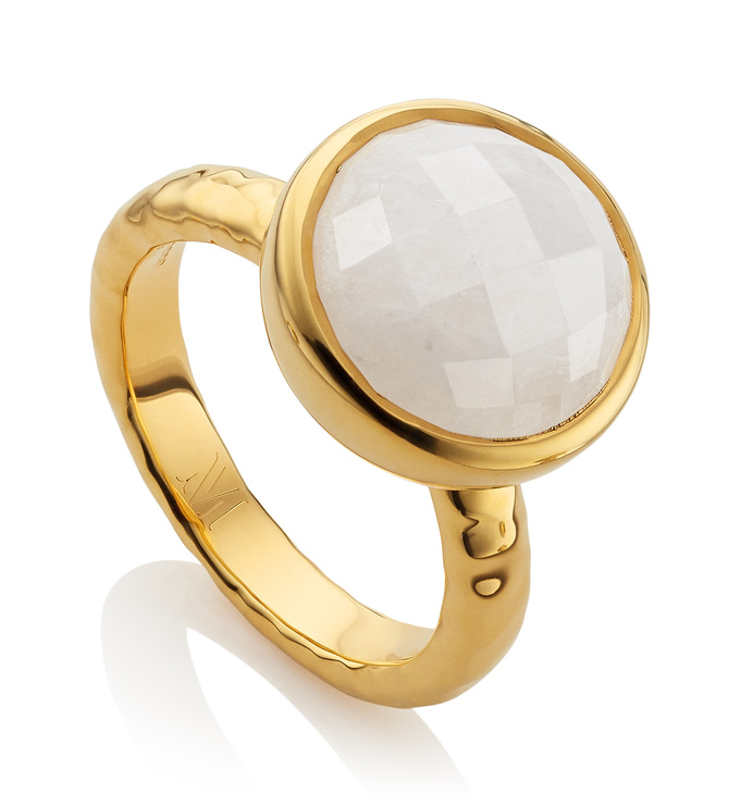 Gold Vermeil Medina Facet Ring - Moonstone - Monica Vinader