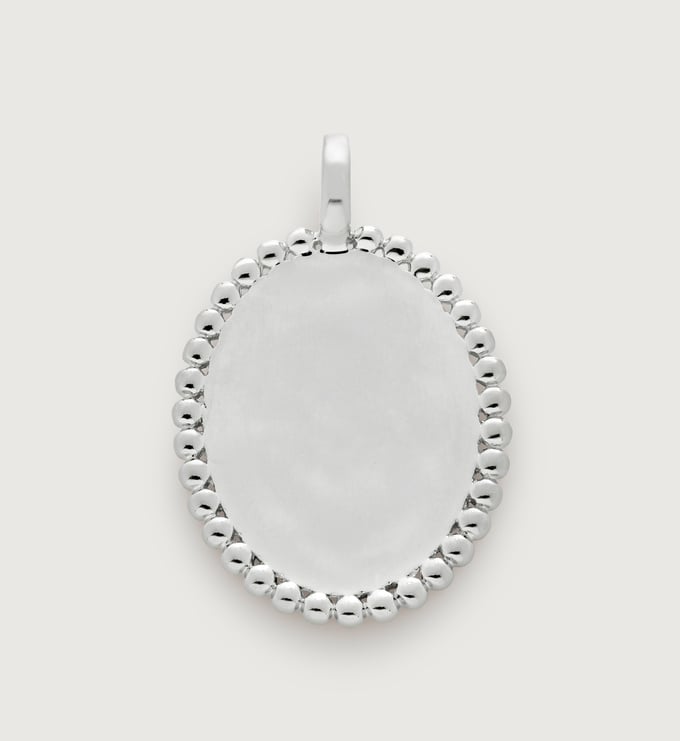 Sterling Silver Deia Beaded Oval Pendant Charm - Monica Vinader