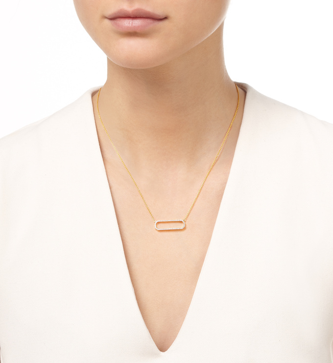 Gold Vermeil Naida Rectangle Open Necklace - Diamond