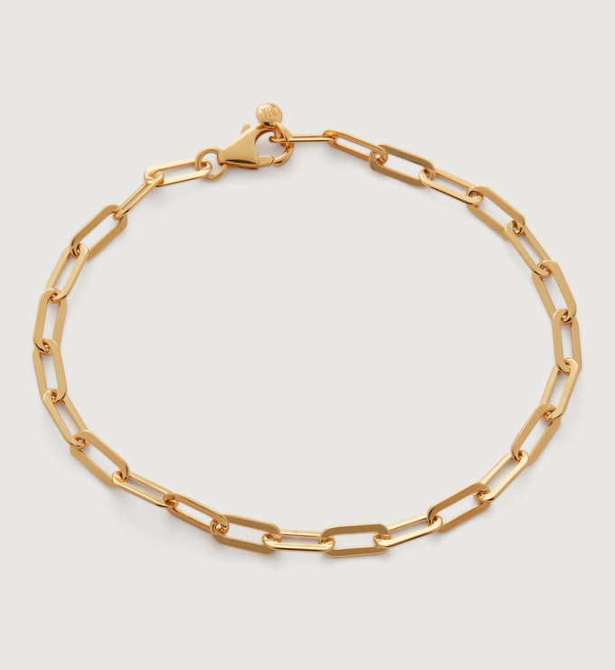 Gold Vermeil Deco Link Chain Bracelet - No Stone - Monica Vinader