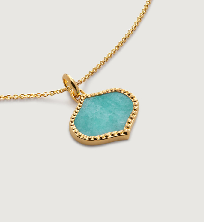 thumbnail image 2 of Gossip Girl 18K White Gold GP Natural Turquoise Pendant Necklace – Healing Crystal Lucky Charm, 50cm 2 of 4