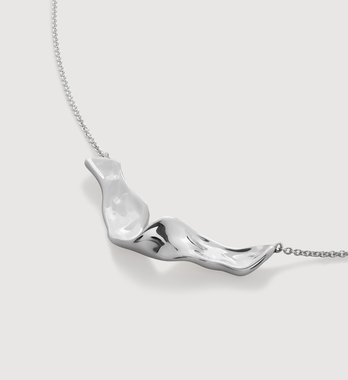 Tuscany Silver Collana In Argento 925 Con Pendente Foglia Twisted Satinata, Lunghezza 46cm (18 Pollici)