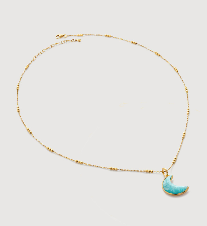 Claire Vessot Designs Choice of Gemstone & Zircon Crescent Moon Pendant main image 0