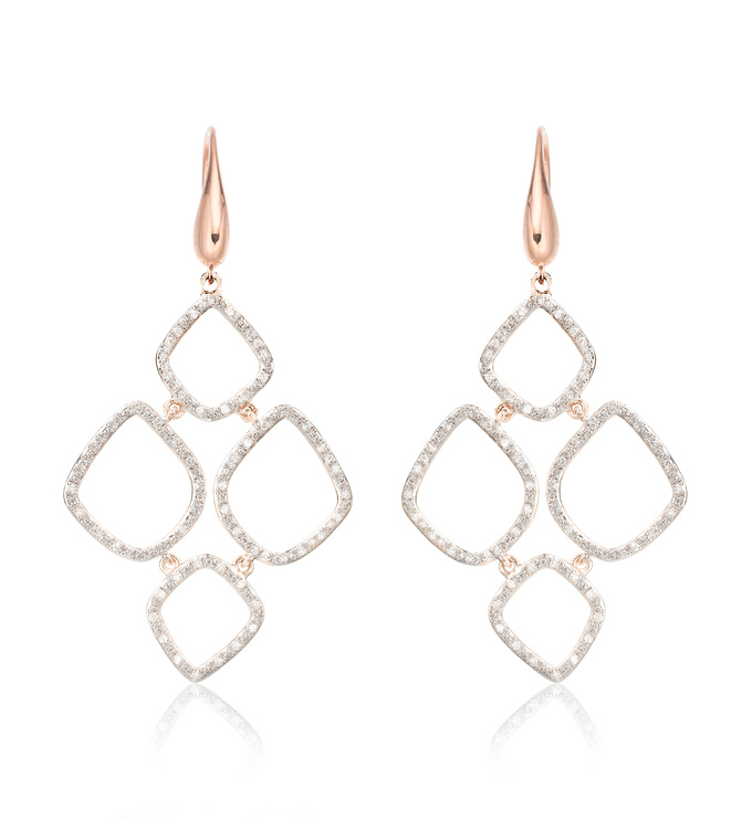 Rose Gold Vermeil Riva Diamond Cluster Drop Earrings - Diamond - Monica Vinader