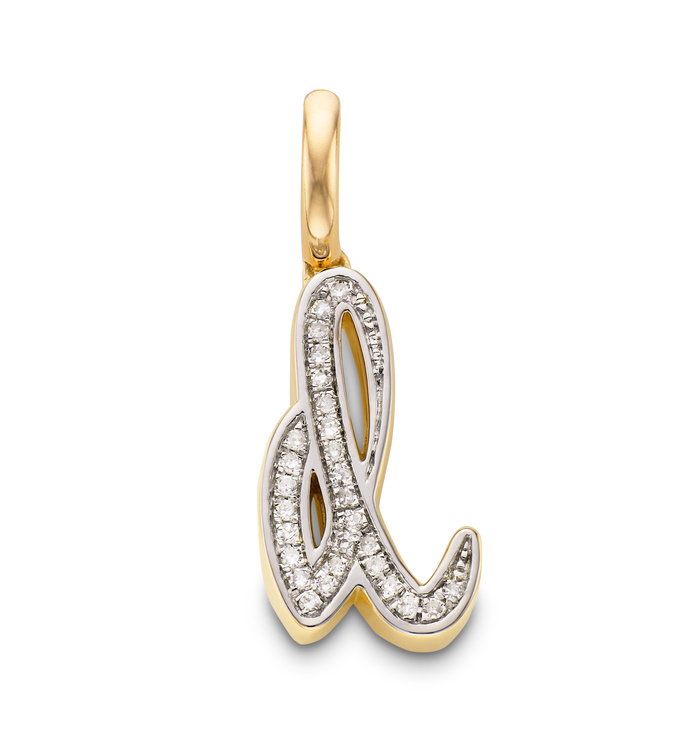 Gold Vermeil Alphabet D Diamond Pendant Charm - Diamond - Monica Vinader
