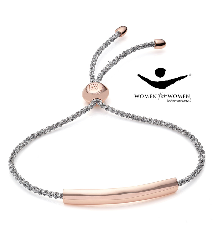 Rose Gold Vermeil #SheInspiresMe Friendship Bracelet - Silver Fine Cord