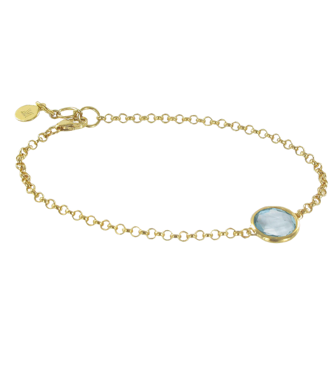 Gold Vermeil Mini Luna Bracelet - Swiss Blue Quartz - Monica Vinader