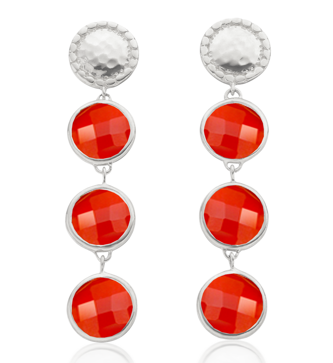 Sterling Silver Mini Luna Drops - Carnelian - Monica Vinader