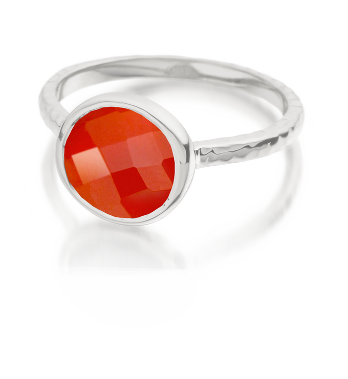 Sterling Silver Mini Luna Ring - Carnelian - Monica Vinader