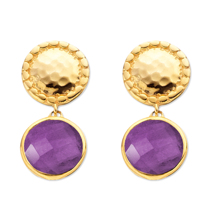 Gold Vermeil Mini Luna Stud Earring - Amethyst - Monica Vinader