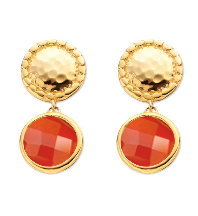 Gold Vermeil Mini Luna Stud Earring - Carnelian - Monica Vinader