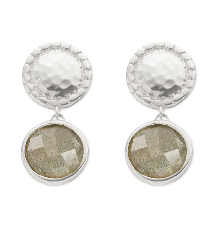 Sterling Silver Mini Luna Stud Earring - Labradorite - Monica Vinader