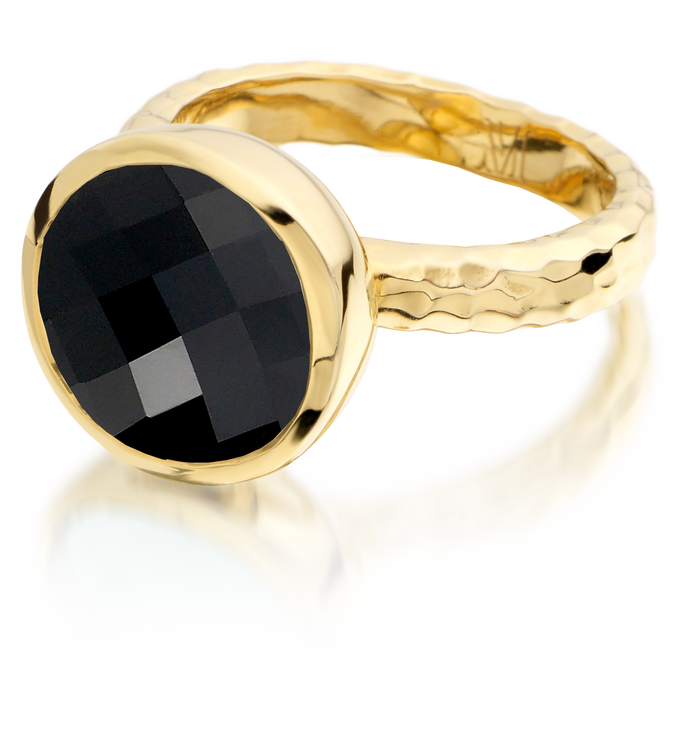 Gold Vermeil Medina Facet Ring - Black Onyx - Monica Vinader