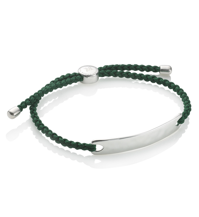 Havana Silver Men s Friendship Bracelet in Forest Green Monica Vinader