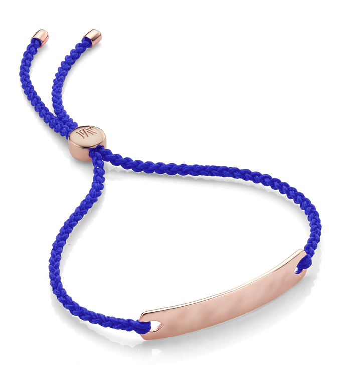 Rose Gold Vermeil Havana Mini Friendship Bracelet - Majorelle Blue - Monica Vinader