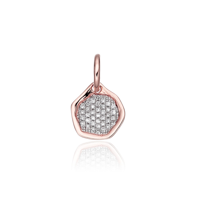 Rose Gold Vermeil Riva Mini Diamond Pendant Charm - Diamond - Monica Vinader