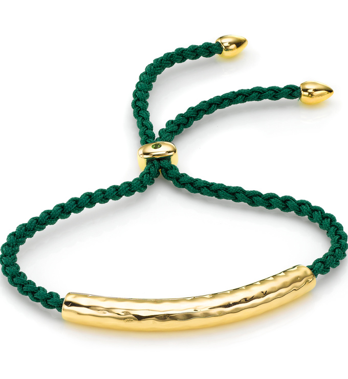 Gold Vermeil Esencia Friendship Bracelet - Racing Green - Monica Vinader