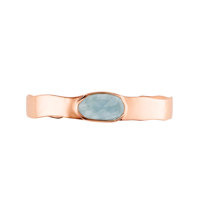 Rose Gold Vermeil Capri Thin Cuff - Aquamarine