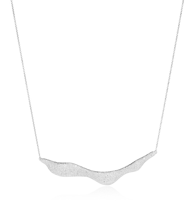 Sterling Silver Riva Diamond Hero Wave Necklace - Diamond - Monica Vinader