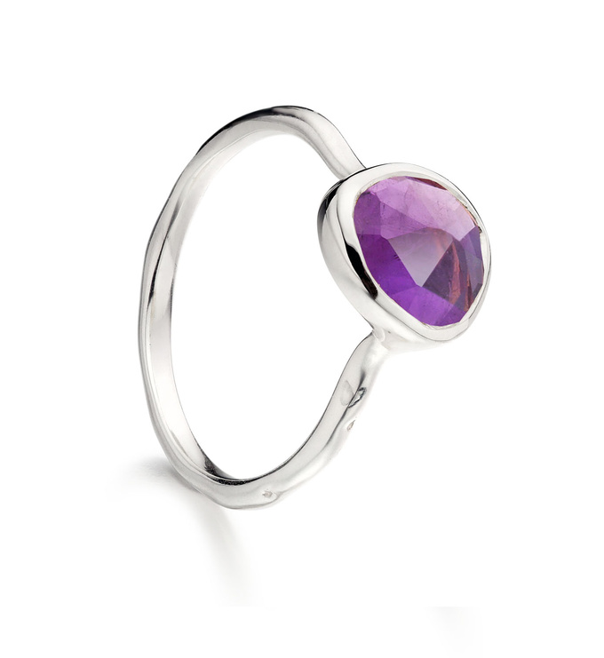 Sterling Silver Siren Stacking Ring - Amethyst - Monica Vinader