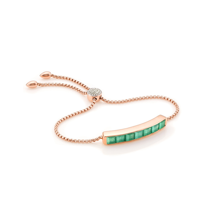 Rose Gold Vermeil Baja Precious Bracelet - Emerald & Diamond