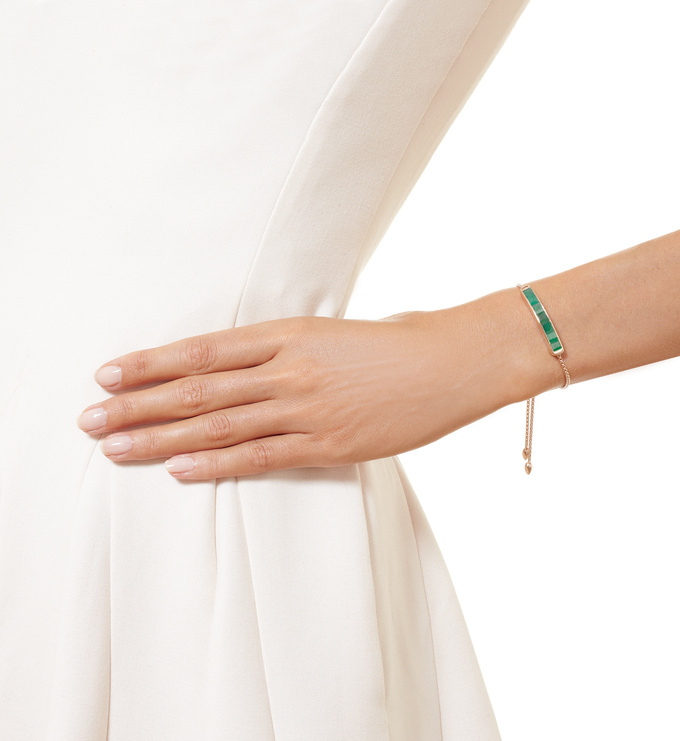 Rose Gold Vermeil Baja Precious Bracelet - Emerald & Diamond