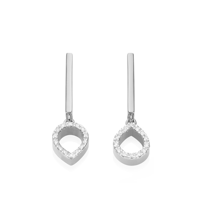Naida Mini Lotus Open Drop Earrings - Diamond