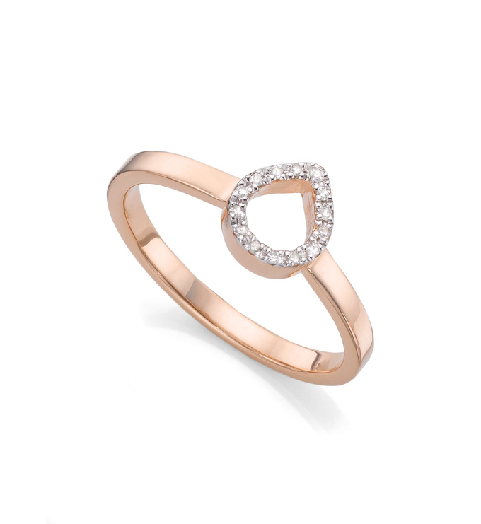 Rose Gold Vermeil Naida Mini Lotus Open Ring - Diamond