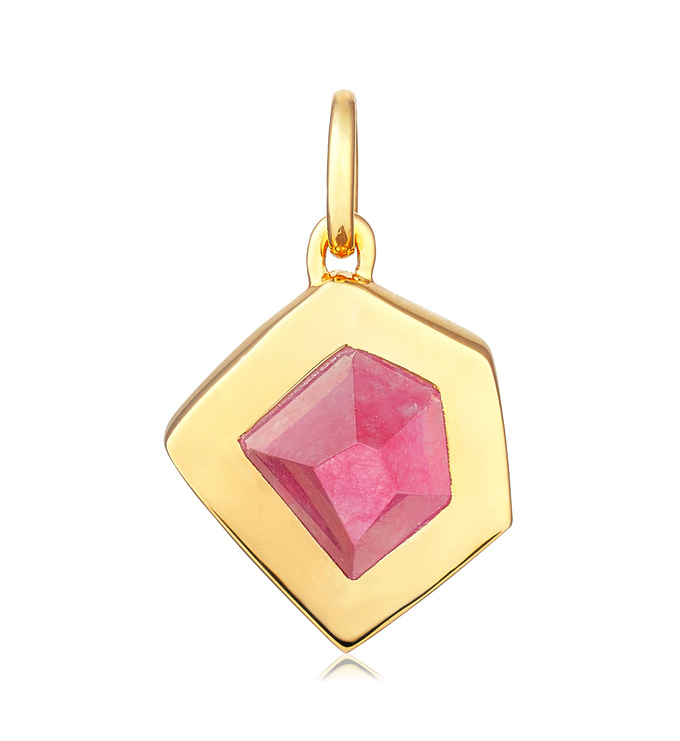 Gold Vermeil Petra Pendant Charm - Pink Quartz - Monica Vinader