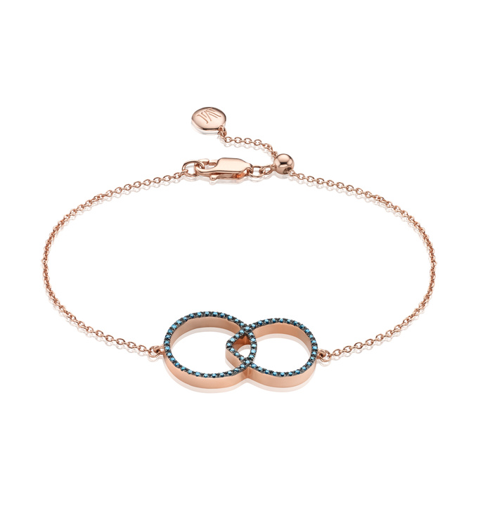 Rose Gold Vermeil Naida Kiss Open Bracelet - Blue Diamond - Monica Vinader