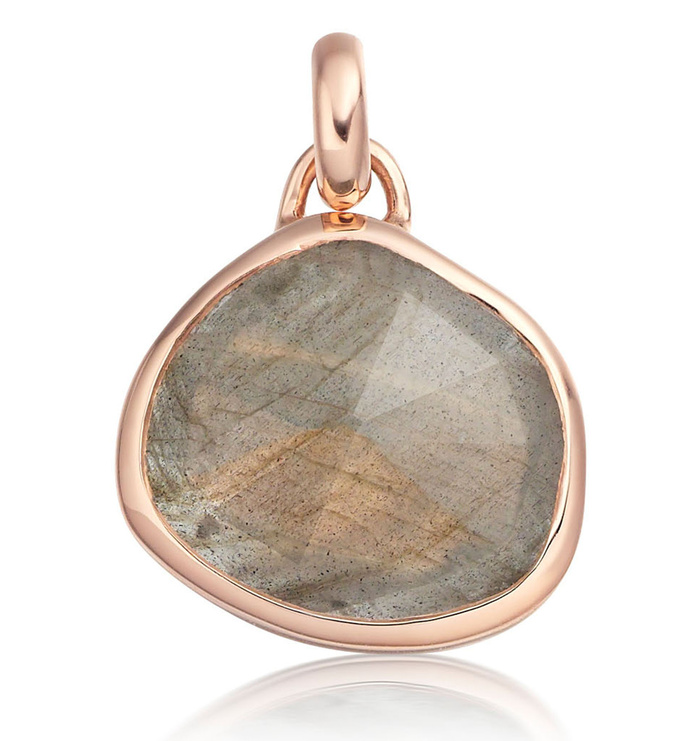 Rose Gold Vermeil Siren Bezel Pendant Charm - Labradorite - Monica Vinader