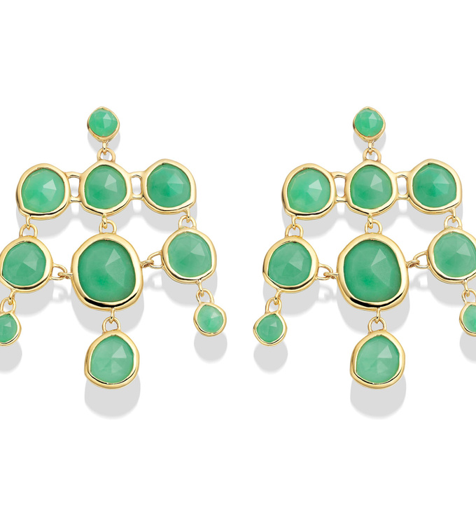 Gold Vermeil Siren Chandelier Earrings - Chrysophrase - Monica Vinader