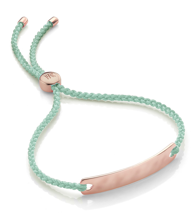 Rose Gold Vermeil Havana Mini Friendship Bracelet - Mint - Monica Vinader