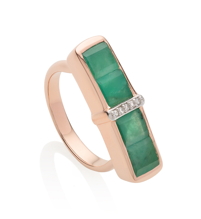 Rose Gold Vermeil Baja Precious Ring - Emerald - Monica Vinader