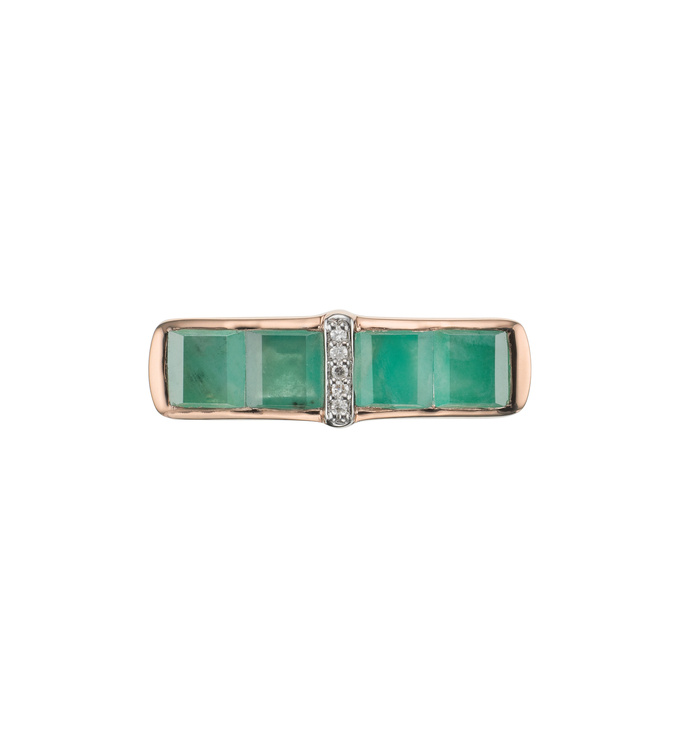 Rose Gold Vermeil Baja Precious Ring - Emerald & Diamond