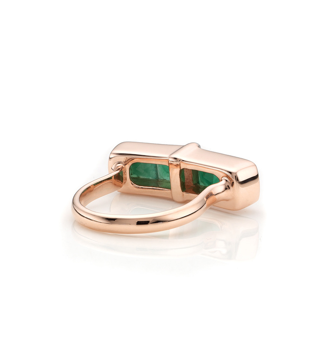 Rose Gold Vermeil Baja Precious Ring - Emerald & Diamond