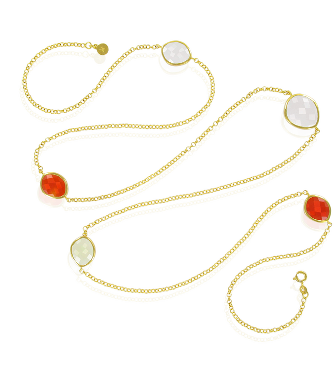 Gold Vermeil Nugget Long Necklace - Carnelian - Monica Vinader