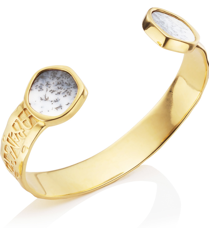 Gold Vermeil Atlantis Cuff - Dendritic Agate - Monica Vinader