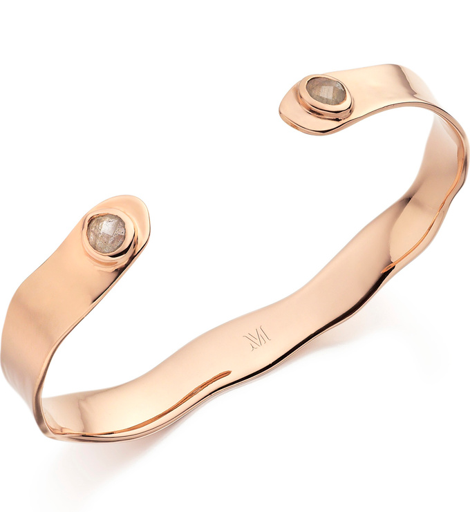 Rose Gold Vermeil Siren Cuff - Labradorite - Monica Vinader