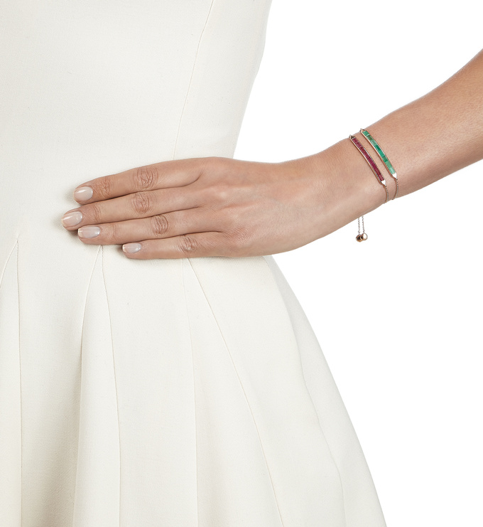 Rose Gold Vermeil Baja Precious Skinny Bracelet - Ruby Stack