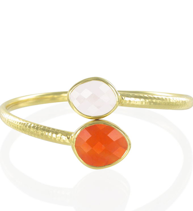 Gold Vermeil Slink Bracelet - Carnelian - Monica Vinader