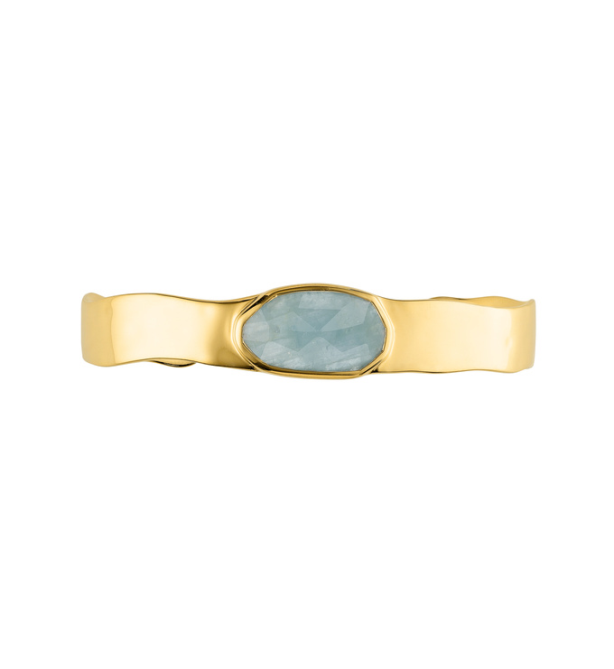 Gold Vermeil Capri Thin Cuff - Aquamarine