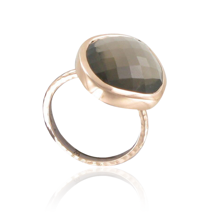Rose Gold Vermeil Nugget Ring - Large - Smoky Quartz - Monica Vinader