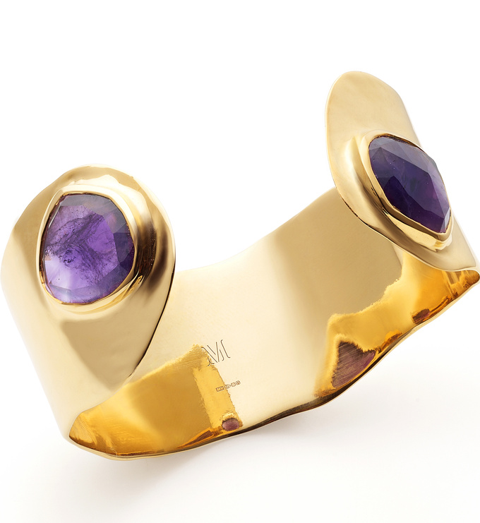 Gold Vermeil Siren Cuff - Amethyst - Monica Vinader